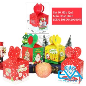 Set 10 Hộp Đựng Quà Giáng Sinh / Hộp Giấy Đựng Quà Noel Nhiều Mẫu Và Hoạ Tiết Đẹp