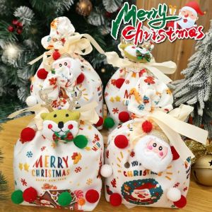 JIYAN2866 Santa Claus Christmas Eve Snack Packaging Bag Elk Snowman Reusable Xmas Gifts Bags Cartoon Christmas Wrapping Bags Merry Christmas Decor