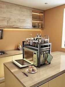 Microwave Rack Oven Rack Rak Dapur Adjustable Retractable Extendable Kitchen Storage Rack Spice Seasoning Rack Organizer