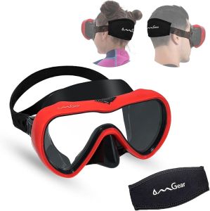 OMGear Diving Mask Snorkeling Gear Kids Snorkel Mask Dive Goggles Silicone Swim Glasses with Nose Cover for Scuba Free Diving Spearfishing Neoprene Strap Cover Impact Resistance