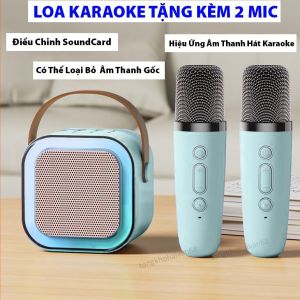 (SALE RẺ ) Bộ Loa Bluetooth + 2 Mic Không Dây Mini Hát Karaoke K12 loa bluetooth hát karaoke Thiết Kế Nhỏ Gọn Trẻ Trung  Bh Lỗi 1 đổi 1