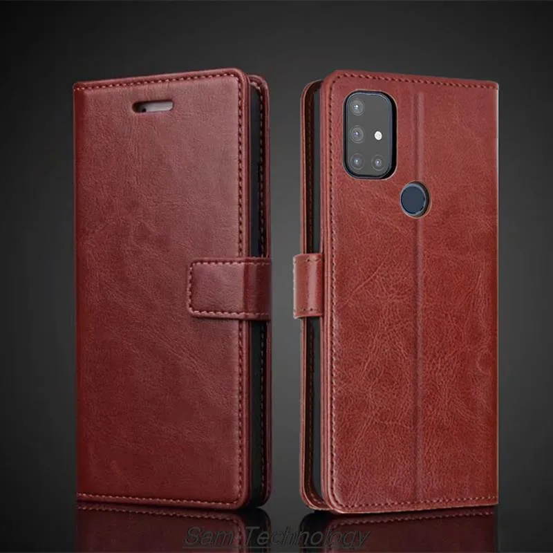 For for Oneplus Nord N10 5G Pu Leather Flip Cover Retro Wallet Phone Case  Business Card Holder phone cover