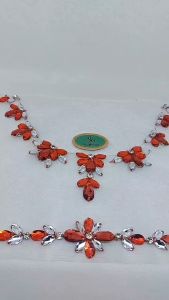 Payet rangkai leher dan pinggang satu set || muriara permata diamon swaroski resin sudah di jahit