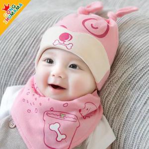 Babyonline(Y168)OF5-L-J4 เซ็ตหมวกคอบหัวพร้อมผ้าซับน้ำลายเด็กทารกแรกเกิด ผ้าฝ้าย นิ่ม อ่อนโยนต่อผิว