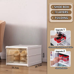 Folding shoe rack multi-layer shoe storage box plastic balcony No installation required foldable simple shoe box