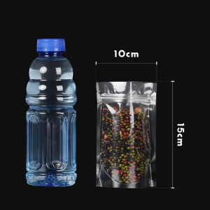 100pcs Silver Transparent Stand Up Pouch with Zip Lock Cpack Ziplock Pouch Resealable