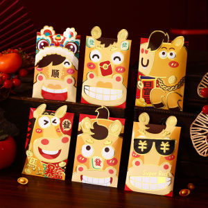ซองสีแดงนำโชคซองสีแดงปีม้า2026ตัว6ชิ้นปีเทศกาลฤดูใบไม้ผลิสร้างสรรค์วันเกิดมีโชคด้านการเงินงานแต่งงานของขวัญปีใหม่