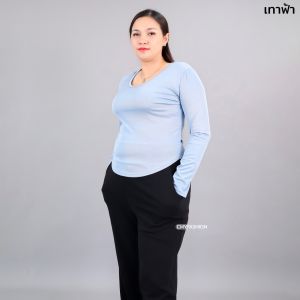 218-2xl# เสื้อยืด แขนยาว ไซส์ใหญ่ อกยืดได้ถึง 42 นิ้ว งานผ้าร่อง เนื้อผ้านิ่ม ทรงสุภาพ