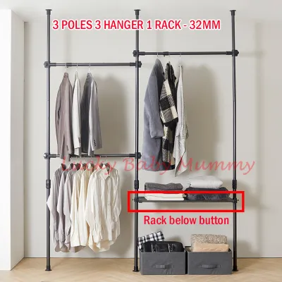 Korean Standing Clothes Rack Space Saving Corner Valet Clothes Rack Hanging Pole