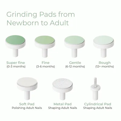 Momcozy Baby Nail File Electric Gentle Baby Nail Trimmer Electric Baby Nail Clipper with Night Light 7 Grinding Head Replacement Pads Green