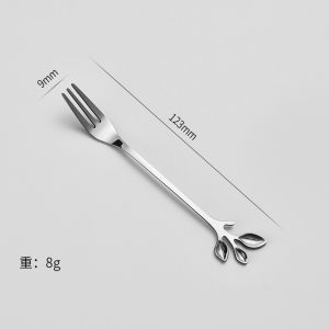 (HÀNG CAO CẤP) NĨA MUỖNG INOX 304 Hình Chiếc Lá 12cm độc lạ dùng uống cafe ăn tráng miệng - muỗng khuấy trà nĩa ghim trái cây muỗng