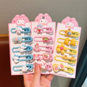 5Pcs/Set Duckbill Hairpin Simple Hair Accessories Kawaii Sanrio Hairclip Cartoon Cinnamoroll Kuromi