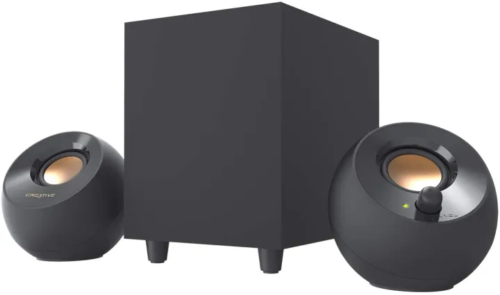 # Creative Pebble Plus 2.1 USB-Powered Desktop Speakers with Down-Firing Subwoofer and Far-Field Drivers, Up to 8W RMS Total Power for PCs and Laptops (Black) #