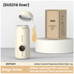 (Malay Plug+316 Stainless Steel) Zemkon 550ML Portable Kettle Travel Kettle Electric Water Heater Temperature Control Stainless Steel Kettle