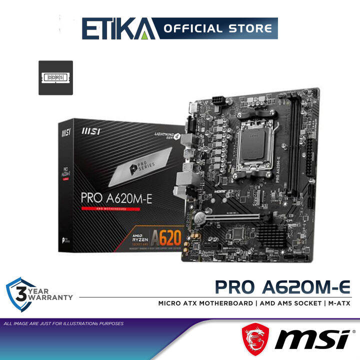 MSI Pro A620M-E | Micro ATX Gaming Motherboard | AMD A620 Chipset | AM5 ...