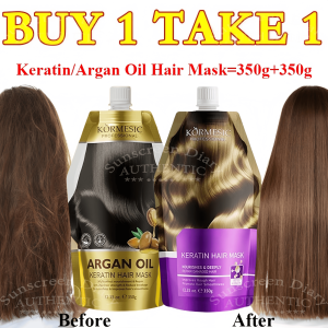 【BUY 1 TAKE 1】Keratin/Argan Oil Hair Mask Nourishing Dry Frizzy Conditioner Repair Damaged Curly Hair Moisturizing And Volumizing Anti-Dandruff And Oil Control Improve Frizzy Smooth And Shiny Nutritional Straightening Deep Nourishment Hair Care Mask Set