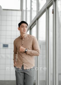 Kemeja Pria Lengan Panjang Polos Slimfit Hem Pria Pink Premium