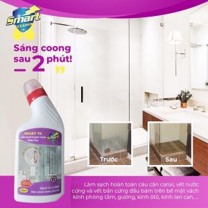 SMART TK - Nước tẩy cặn canxi SMART TK vách kính nhà tắm nước tẩy rửa gương 300/500ml
