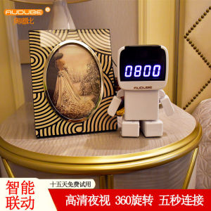 【现货正品】Clock robot camera indoor monitoring box human room monitoring caretaker wireless remote mobile phone intelligence 时钟机器人摄像头室内监控方块人分房监视看护器无线远程手机智能