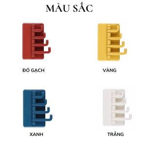 Móc dán tường 4 nhánh [SIÊU BỀN] móc cây thông đa năng treo chìa khóa treo quần áo