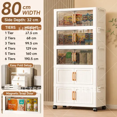 HETEEMALL 40-95CM Foldable Stackable Wardrobe Cabinet with Wheel durabox Plasticclothes storage organizerr cabinet for clothes