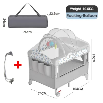 COCOBB Baby Rocker Crib Foldable Crib Mobile Liftable Co-Sleeper Big Bed And Changing Table Newborn Baby Swing Crib