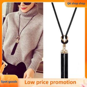 ✨QK shop✨ Simple Fashionable Geometric Versatile Tassel Long Pendant Necklace For Womens Creative Sweater Chain Jewelry Accessories Gifts