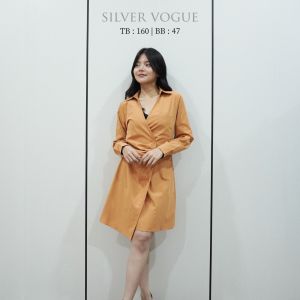 SV 6939 - Mirova Overlay Dress | Silvervogue | Gaun Katun Poliester Midi Pakaian Wanita