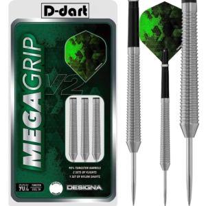 DESIGNA STEEL TIP DARTS - 21G/23G MEGA GRIP V2 M4 90% TUNGSTEN DART SET ORIGINAL STEEL DART