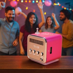 CHAMPIONBABY Stereo Speaker Portable Mini FM Radio LED Mini Bluetooth Speaker Portable Clear Sound FM Receiver Computer