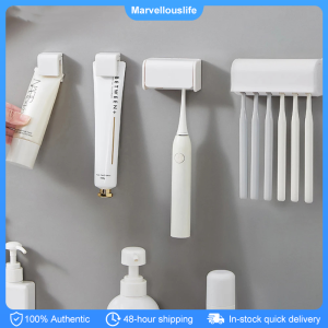 6 Slots Toothbrush Holder Toothpaste Storage Rack Shelf Self Adhesive Toothbrush Hanger Bathroom Accessories