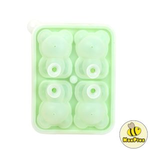 MaxPlus 4 Grid 3D Little Bear Shape Ice Cube Silicone Mold Household DIY Juice Milk Ice Machine