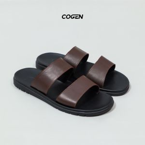 Cogen Sandal Pria Kulit Sendal Slop Classic Brown