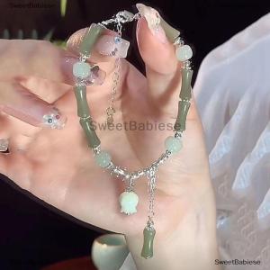 [COD] SweetBabiese Trung Quốc Phong Cách Retro Màu Xanh Lá Cây Tre Doanh Đính Cườm Vòng Đeo Tay Cho Phụ Nữ Của Thời Trang Đơn Giản Quyến Rũ Hợp Kim Hoa Vòng Đeo Tay Đồ Trang Sức Quà Tặng