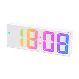 LED Colorful Digital Table Clock Smart Alarm Clock Desk Alarm Temperature with Voice Control