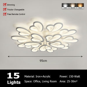 LANTU 100CM LED Ceiling Light - Remote Dimming 180W Tricolor Design Modern Bedroom & Living Room Lamp Fixture