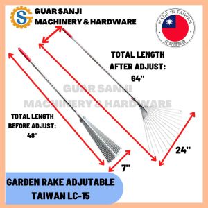 TAIWAN GARDEN RAKE/PENYAKAR SAMPAH BESI HEAVY DUTY ADJUSTABLE MADE IN TAIWAN (HEAVY DUTY)