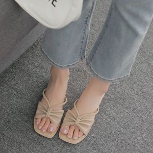 Free Shipping WomenS Open-Toe Square-Toe Mid-Heel Sandals With A Single-Strap Design And A Bow Detail Perfect For Outdoor Wear In The 2026 Summer Collection
