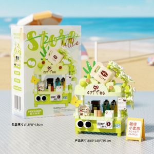 6 in 1 Mini Food Shop Building Blocks Street Store DIY Brick Toy Collectible Gift for Kids