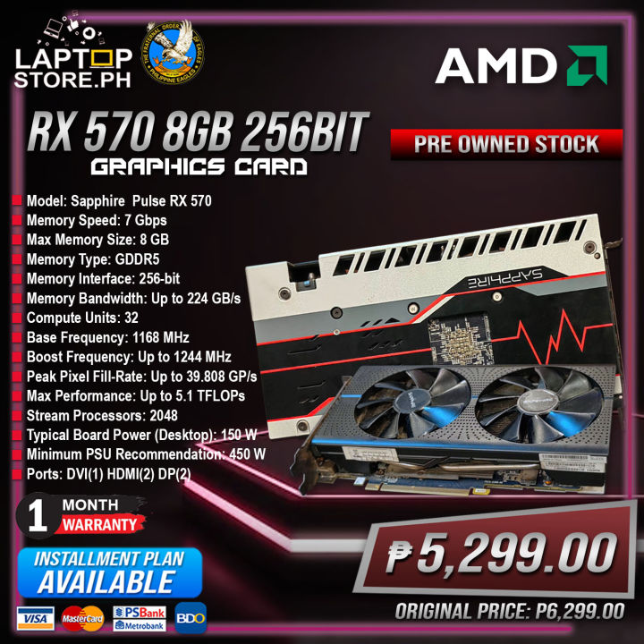SAPPHIRE PULSE AMD Radeon™ RX 570 - 8GB 256BIT - DDR5 Graphics Card ...