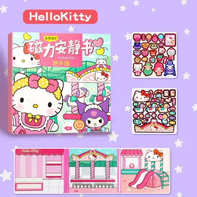 18*18cm Sanrio Magnetic Quiet Book Magnetic Puzzle Sticker Book Kuromi Cut-free Buku Sticker for Kids girls gifts 三丽鸥 磁力 安静书