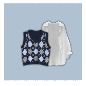 One Set Wanita Korean Style Kekinian Vest Rajut & Kemeja Blouse katun & Celana Kulot  |062A