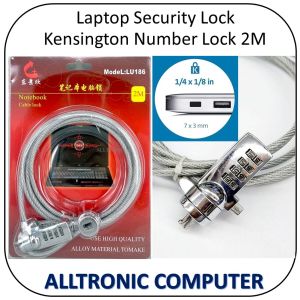 Laptop Notebook Security Lock / Combination Numeric Notebook Cable lock (number lock) Model : LU186 2Meter /  Standard K Slot: 1/4 x 1/8 in ( 7x3mm)