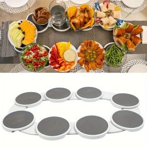 ROOMH Anti-slip Lazy Susans Revolution Heat-resistant Expandable Table Rotating Meal Tray Kitchen Accessories Easy Access Lazy-Spin Rotating Tray Plate