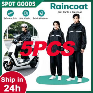 【5PCS】Rain Coat For Motorcycle Waterproof Motor Bicycle Outdoor Raincoat Men Motorbike Rain Suit Rain Suit Reflective Raincoat Set Adult Raincoat Breathable With Transparent Face Shield & Anti-Storm Protection
