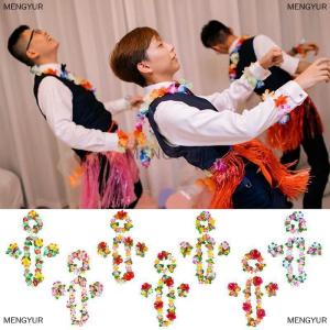 [COD] MENGYUR 4Pcs set Hawaiian Flower Leis Garland Necklace Wreath Petal Headband Bracelet Beach Party Decor Wedding Dressing Accessories