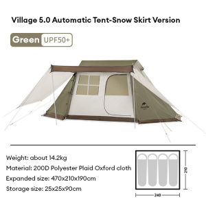 Naturehike Village 5.0 Tent 3-4 People Waterproof Sun protection Portable Automatic Tent for Family Outdoor Camping
