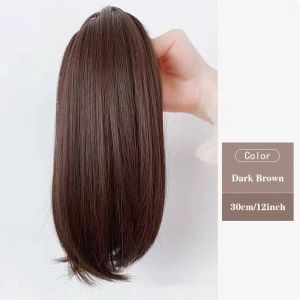Straight Hair Clip Ponytail Wig Synthetic Ponytail Claw Clip Ponytail Extensions Short Straight Ponytail Natural Wig Ponytail Ladies Ponytail Black Hair Clip