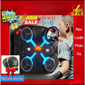 Máy Đấm Bốc Theo Nhạc Máy Tập Boxing Kết Hợp Bluetooth Ánh Sáng Tặng Kèm Găng Tay Cho Trẻ Em