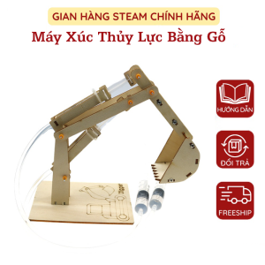 Máy Xúc Thủy Lực Hoàn Toàn Bằng Gỗ Đồ Chơi Stem Dành Cho Trẻ Em Phát Triển Trí Tuệ Sáng Tạo Thông Minh Theo Phương Pháp Giáo Dục STEM